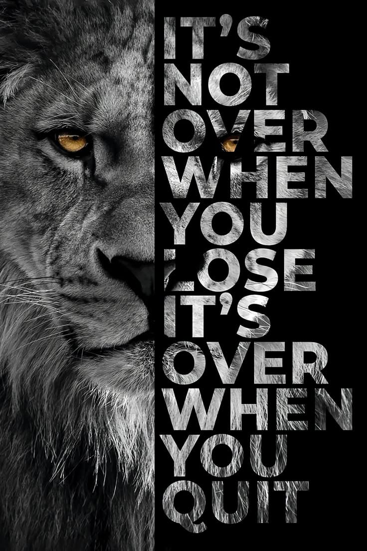Never Quit — Power Lion Motivational 3D Acrylic Poster